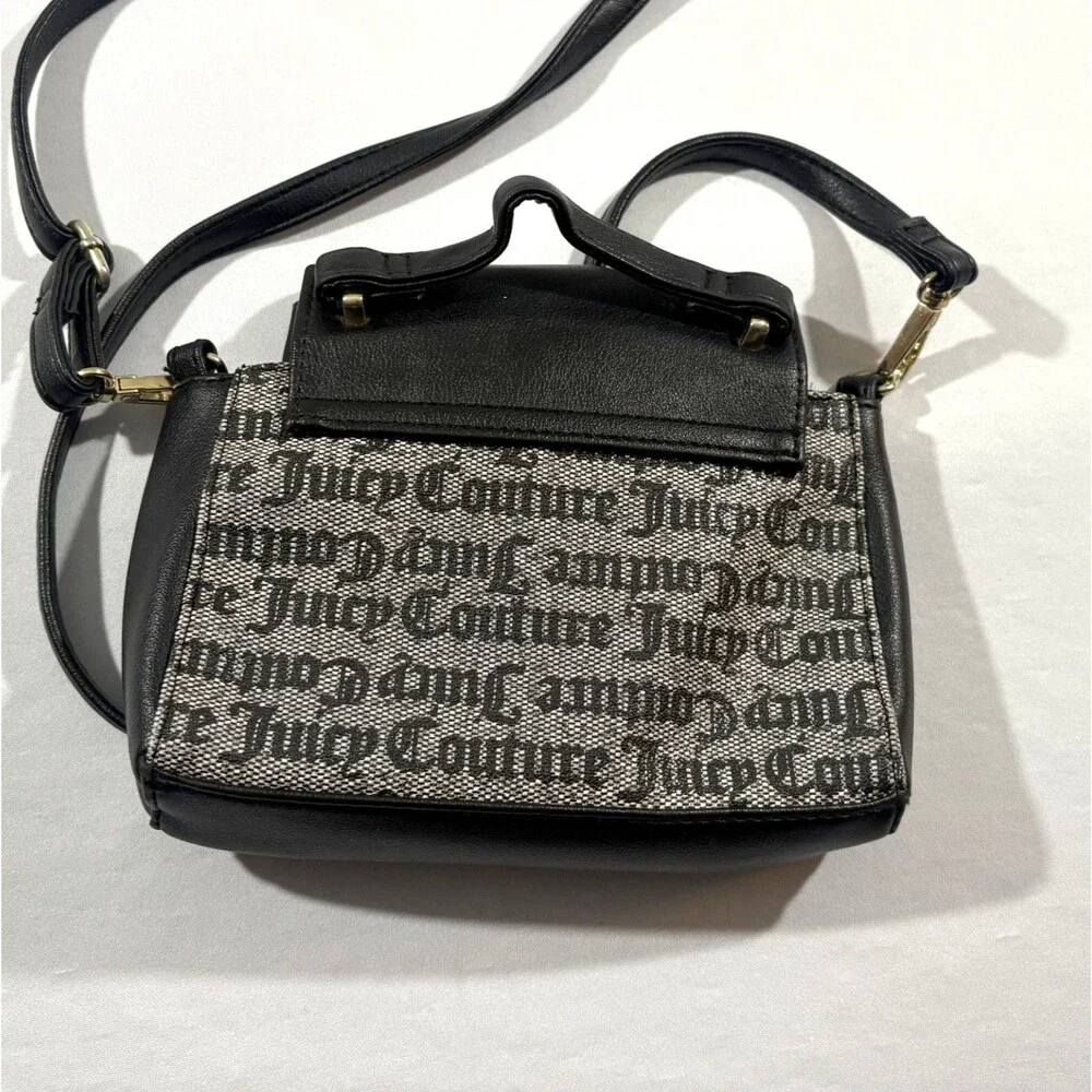 Juicy Couture Purse Women Black Gray Y2K The Day Satchel Monogram Crossbody Bag